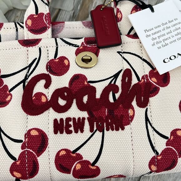 Coach Cargo Tote Bag 20 With Cherry Print Crossbody Bag Purse - Picture 3 of 9